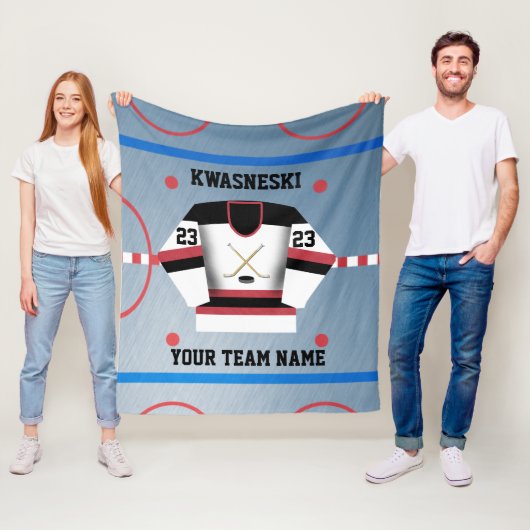 レッド|黒いWhアイスホッケーリンク|プレーヤージャージー フリースブランケット (インサイチュ)