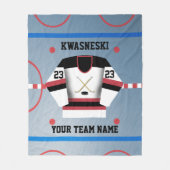 レッド|黒いWhアイスホッケーリンク|プレーヤージャージー フリースブランケット (正面)