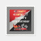 レッド | Black Go Kartレーシング誕生日 スタンダードカクテルナプキン (正面)