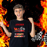 レッド | Black Go Kartレーシング誕生日 トライブレンドＴシャツ<br><div class="desc">ゴーカートの祝レースをテーマにした誕生日までレースを続ける。この誕生日パーティーデザインは、赤と黒のゴーカートと赤いヘルメットドライブと炎の射撃、 発砲を持つゴーカートの後ろに。「Ready,  Set,  Go!」という言葉は炎に包まれたグラデーションで行われる。1組の旗が市松模様に運転手を振り下げている。</div>