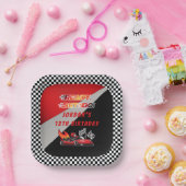 レッド | Black Go Kartレーシング誕生日 ペーパープレート (パーティー)