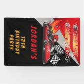 レッド | Black Go Kartレーシング誕生日 横断幕 (横)