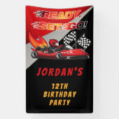 レッド | Black Go Kartレーシング誕生日 横断幕 (縦)