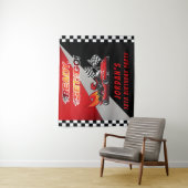 レッド | Black Go Kart Racing Birthday Party Backdrop タペストリー (インサイチュ)