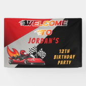 レッド | Black Go Kart Racing Birthday Party Welcome 横断幕 (横)
