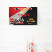 レッド | Black Go Kart Racing Birthday Party Welcome 横断幕 (インサイチュ)