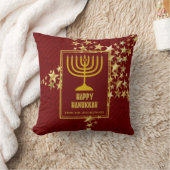 レッド | HAPPY HANUKKAH with |（ユダヤ教）メノラー クッション (ブランケット)