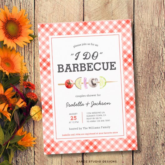 レッド I DO BBQ バーベキュー ウェディング シャワー 招待状