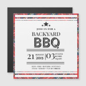 レッドBBQパーティー磁石式招待状カード マグネット招待状 (正面/裏面)