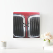 レッドBMWツインキドニーズグリル スクエア壁時計 (ホーム)