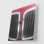 レッドBMWツインキドニーズグリル スクエア壁時計 (傾斜)