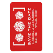 レッドD20サイコロゲーマー日付磁石を保存 マグネット (縦)