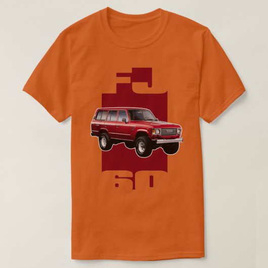 レッドFJ60ランドクルーザー Tシャツ (デザイン正面)
