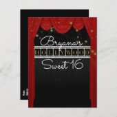 レッドHOLLYWOODカーテン&金ゴールドパーティー 案内ポストカード (正面/裏面)