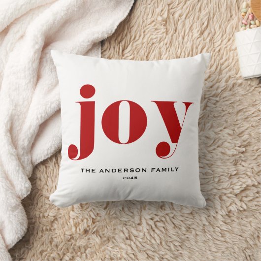 レッドJOYはっきりしたタイポグラフィモダンクリスマス クッション (ブランケット)