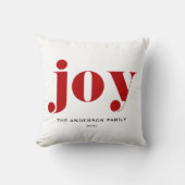 レッドJOYはっきりしたタイポグラフィモダンクリスマス クッション (正面)
