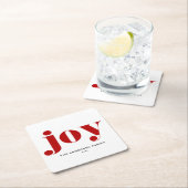 レッドJOYはっきりしたタイポグラフィモダンクリスマス スクエアペーパーコースター (インサイチュ)