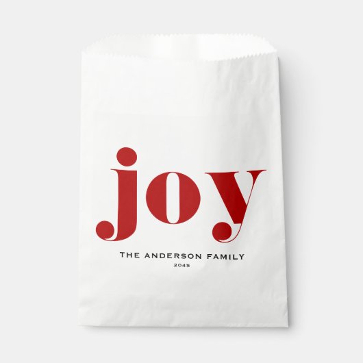 レッドJOYはっきりしたタイポグラフィモダンクリスマス フェイバーバッグ (正面)