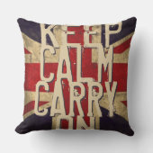 レッドKeep Calm and Carry OnUK枕 クッション (正面)