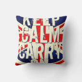 レッドKeep Calm and Carry OnUK枕 クッション (裏面)