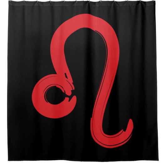 レッドLEO〔占星術の〕十二宮図サイン7月威厳がある誕生日占星術 シャワーカーテン (正面)