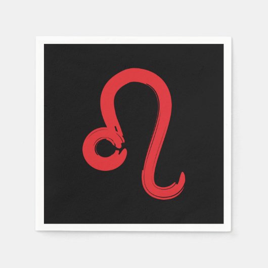 レッドLEO〔占星術の〕十二宮図サイン7月威厳がある誕生日占星術 スタンダードカクテルナプキン (正面)