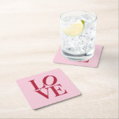 レッドLOVEピンクコースターセット スクエアペーパーコースター (インサイチュ)