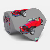レッドMGコンバーチブルアンティークスポーツカー ネクタイ (ロール)