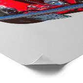 レッドMGコンバーチブルアンティークスポーツカー ポスター (角)