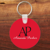 レッドQRコードキーリングソーシャルメディアカスタムモノグラム キーホルダー (裏面)