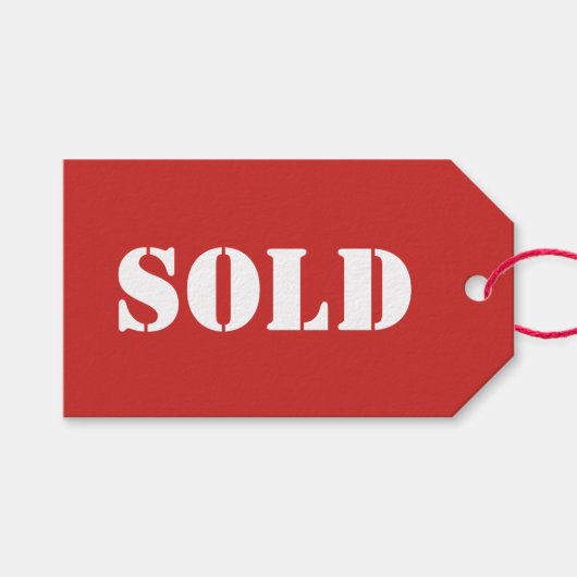 レッドSOLDタイポグラフィワードプリント ギフトタグ (正面(横))