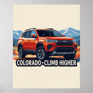 🏔️ レッドSUV コロラド アドベンチャー マウンテン 🚗 ポスター