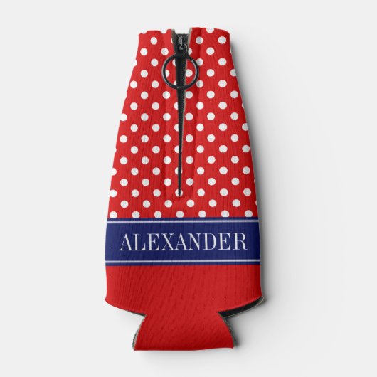 レッドWht水玉模様CBネイビーネームモノグラム ボトルクーラー (裏面)