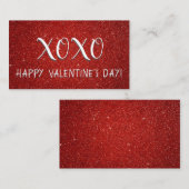 レッドXOXOグリッターとスパークルバレンタインデー ノートカード (正面/裏面)