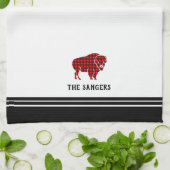 レッパーソナライズされたドバッファロープレイドバイソンキッチンタオル キッチンタオル (折り畳み)