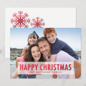 レッフェイクドフォイルハッピークリスマスホリデモダンーフォト シーズンカード (正面/裏面)