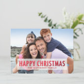 レッフェイクドフォイルハッピークリスマスホリデモダンーフォト シーズンカード (スタンド正面)