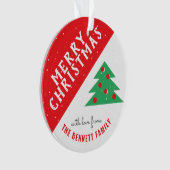 レッモダンド&グリーンクリスマスツリーファミリーホリデー オーナメント (正面)
