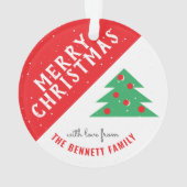 レッモダンド&グリーンクリスマスツリーファミリーホリデー オーナメント (裏面)