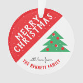 レッモダンド&グリーンクリスマスツリーファミリーホリデー オーナメント (正面)