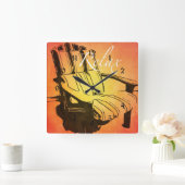 レッリラックスドオレンジアディロンダックチェアサマービーチザ スクエア壁時計 (ホーム)