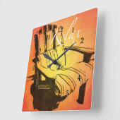 レッリラックスドオレンジアディロンダックチェアサマービーチザ スクエア壁時計 (傾斜)