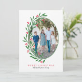 レッ名門私立校風のドオーバルクリスマスリースホリデーフォト シーズンカード (スタンド正面)