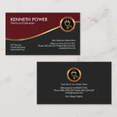 レッ王室のド金ゴールド波電気請負業者 名刺 (正面/裏面)