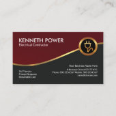 レッ王室のド金ゴールド波電気請負業者 名刺 (正面)