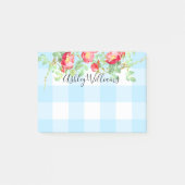 レッ素朴ドローズフローラブルーバッファロープレイド名4x3 ポストイット (正面)