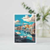 レティムノギリシャ旅行ヴィンテージイラストレーション ポストカード (スタンド正面)