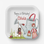 レディお洒落バグスイングガーデンハウス1st誕生日 ペーパープレート (正面)
