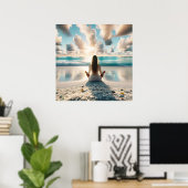 レディかわいらしズめい想オンビーチ ポスター (ホームオフィス)