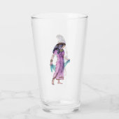 レディかわいらしピンクドレスブルースカーフ古代エジプト タンブラーグラス (裏面)